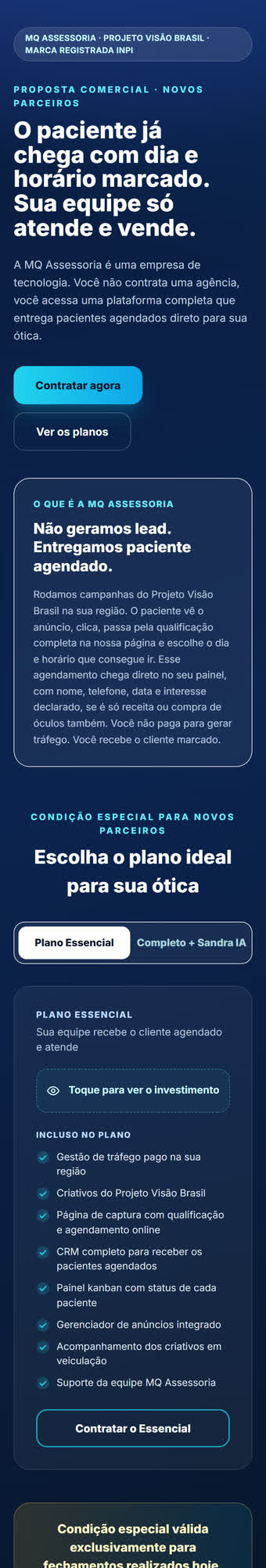 A mesma proposta aberta no celular